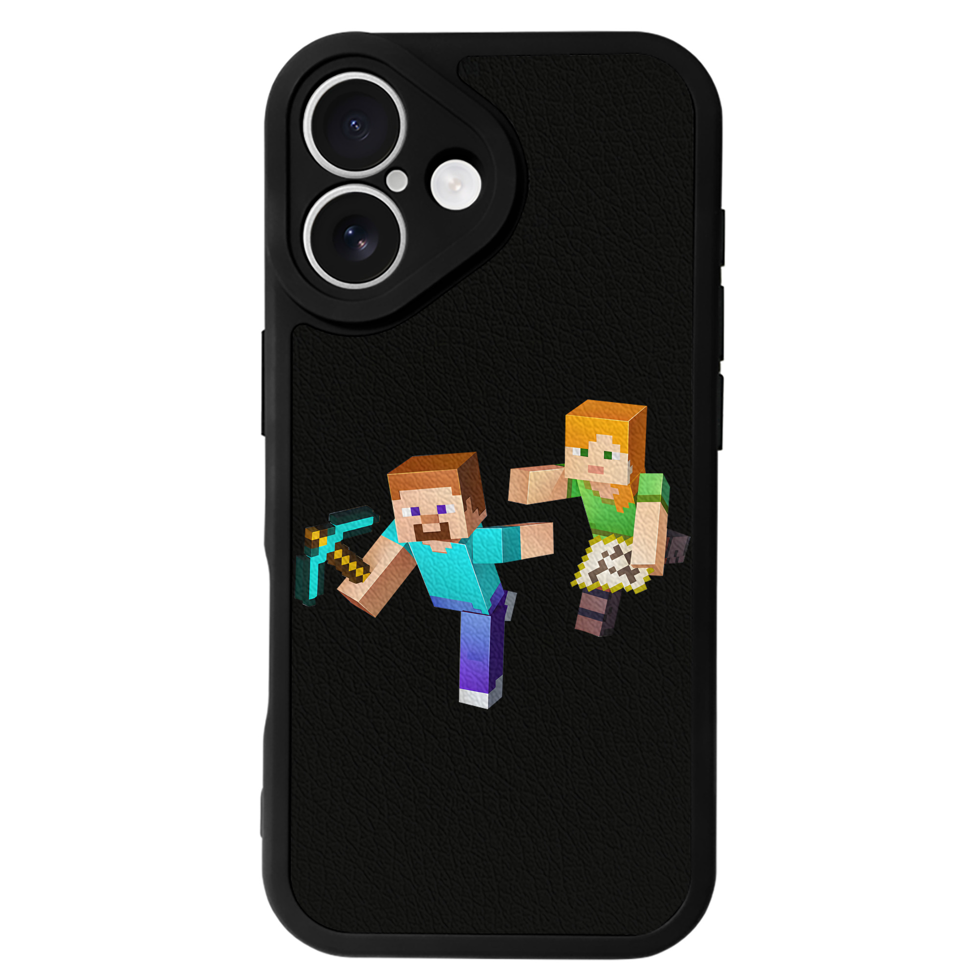 （画像用） マインクラフト ブロックの世界 Minecraft MC Block world 【iPhone 16シリーズ対応】シリコンスマホケース（レザー調） 材質：シリコン